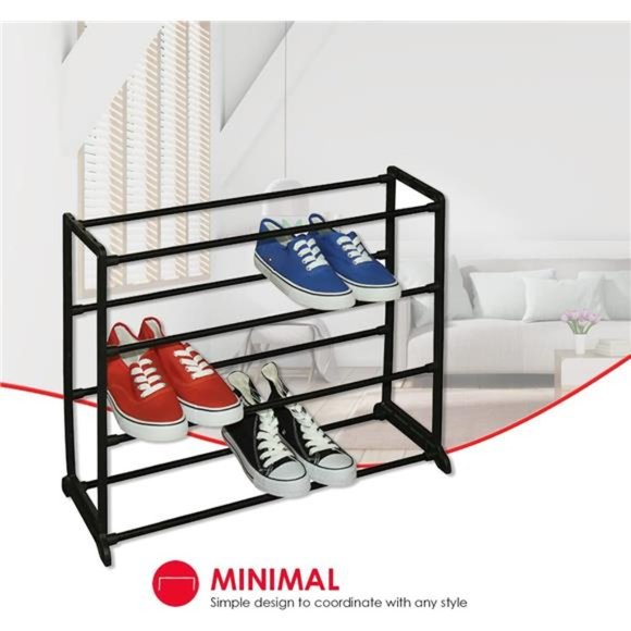 12 Pieces Easy Assemble SpacE-Saving 12 Pair Shoe Tower  Home Basics, Black Easy Assemble Space-Saving 12 Pair